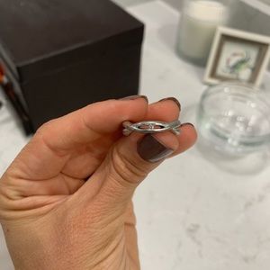 Sterling silver (shiny and matte) ring  with diamond